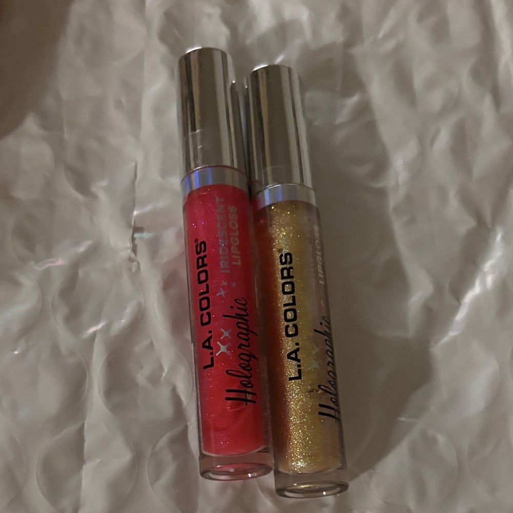 L.A. Colors Holographic Lip Gloss Duo - Red & Gold Sparkle